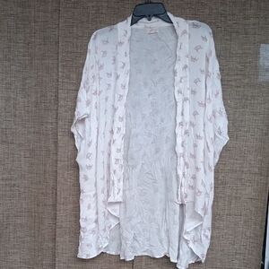 Gingko Leaf Patterned Kimono Style Cover Up Cardigan